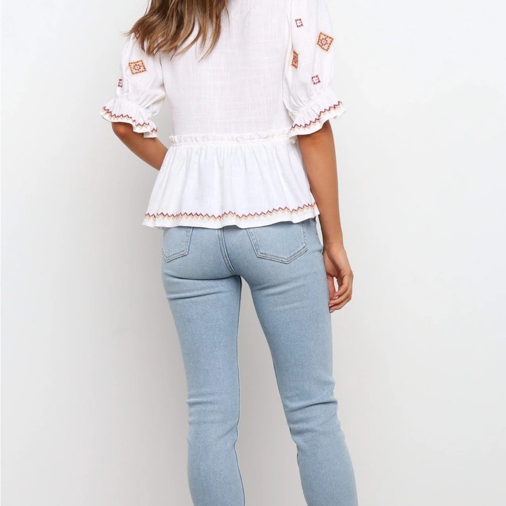 Dawston Embroidered White Boho Top - Picture 6 of 11